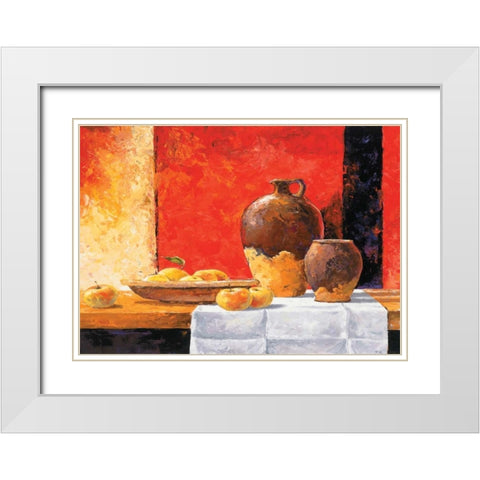 Stillife with apples I White Modern Wood Framed Art Print with Double Matting by Nauts, Frans