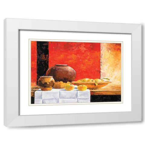 Stillife with apples II White Modern Wood Framed Art Print with Double Matting by Nauts, Frans