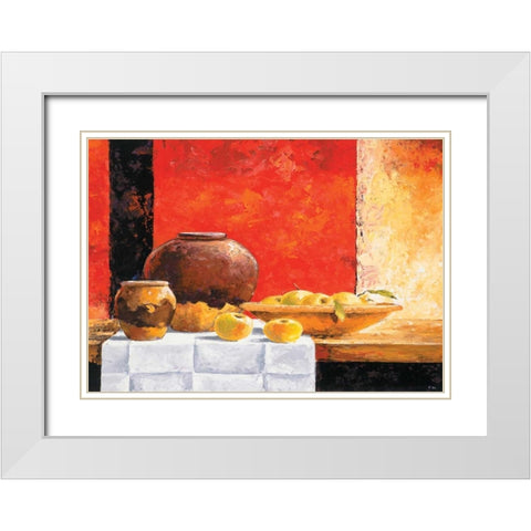 Stillife with apples II White Modern Wood Framed Art Print with Double Matting by Nauts, Frans