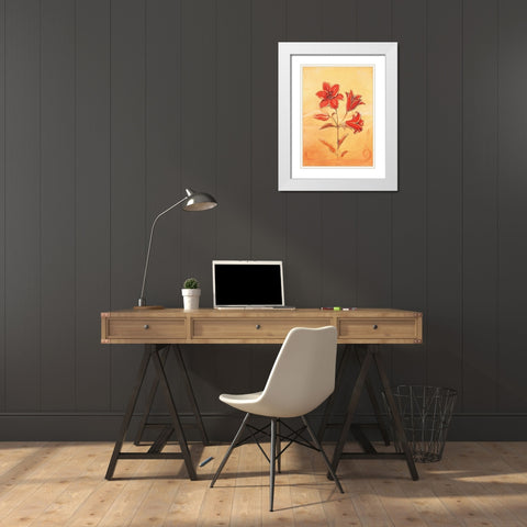 Three reds II White Modern Wood Framed Art Print with Double Matting by Jasper