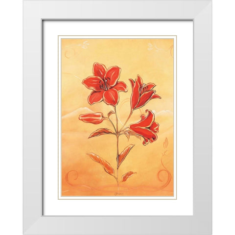 Three reds II White Modern Wood Framed Art Print with Double Matting by Jasper