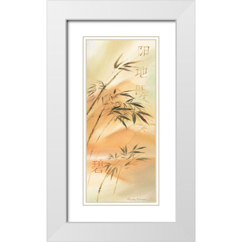 Bamboo wave I White Modern Wood Framed Art Print with Double Matting by Prosnov, Valerie
