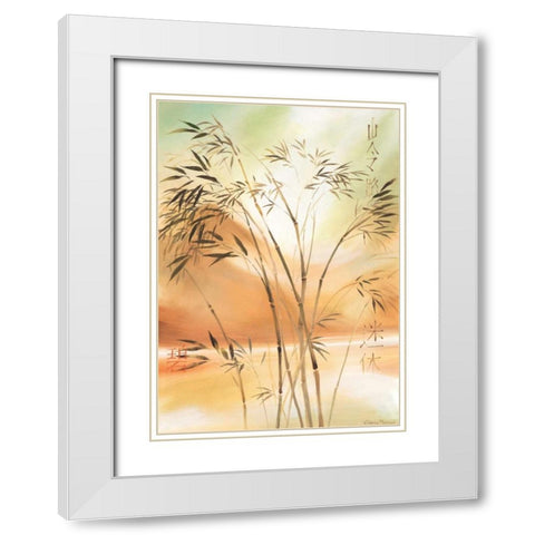 Bamboo wave II White Modern Wood Framed Art Print with Double Matting by Prosnov, Valerie