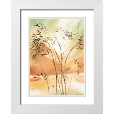 Bamboo wave II White Modern Wood Framed Art Print with Double Matting by Prosnov, Valerie