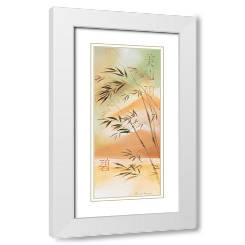 Bamboo wave III White Modern Wood Framed Art Print with Double Matting by Prosnov, Valerie