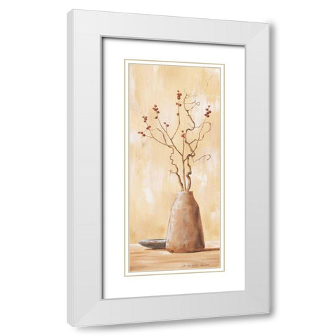 Red berries V White Modern Wood Framed Art Print with Double Matting by Lien, Christopher