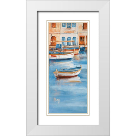 View on water I White Modern Wood Framed Art Print with Double Matting by Burgy