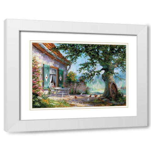 Happy chickens White Modern Wood Framed Art Print with Double Matting by Withaar, Reint