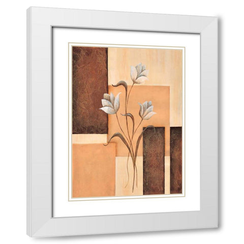 Tulips on blocks II White Modern Wood Framed Art Print with Double Matting by Hedy