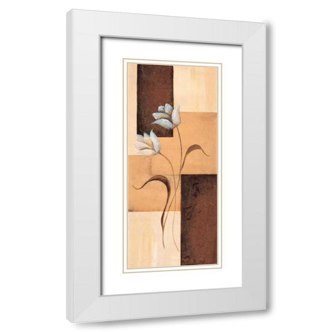 Tulips on blocks III White Modern Wood Framed Art Print with Double Matting by Hedy