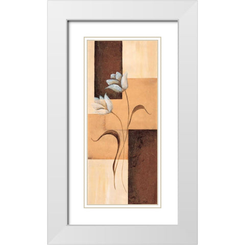 Tulips on blocks III White Modern Wood Framed Art Print with Double Matting by Hedy