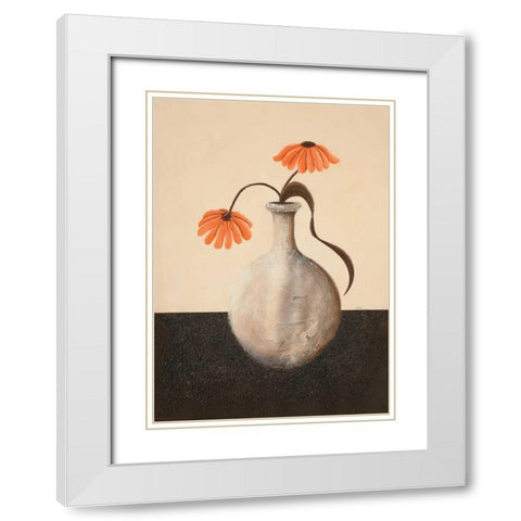 Orange beauty II White Modern Wood Framed Art Print with Double Matting by Hedy