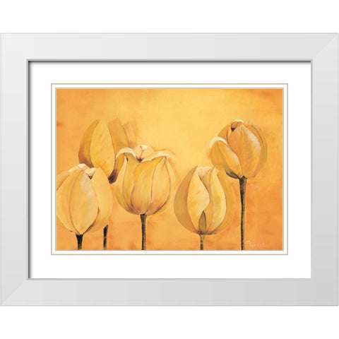 Tulips on yellow White Modern Wood Framed Art Print with Double Matting by Florenti, Isa