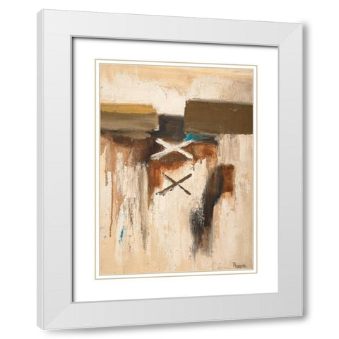 Crosses on beige White Modern Wood Framed Art Print with Double Matting by Florenti, Isa