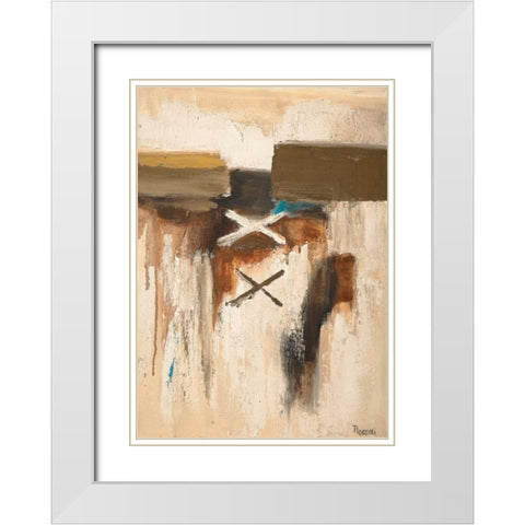 Crosses on beige White Modern Wood Framed Art Print with Double Matting by Florenti, Isa