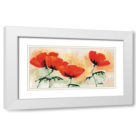 Poppies on ricepaper I White Modern Wood Framed Art Print with Double Matting by Florenti, Isa