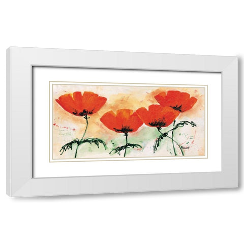 Poppies on ricepaper II White Modern Wood Framed Art Print with Double Matting by Florenti, Isa