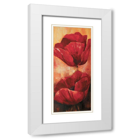 Poppies I White Modern Wood Framed Art Print with Double Matting by Lotus, Lenna