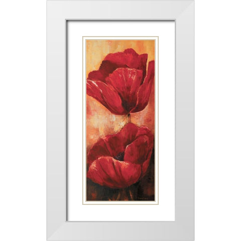 Poppies I White Modern Wood Framed Art Print with Double Matting by Lotus, Lenna