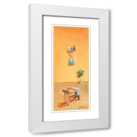 Bathroom in yellow II White Modern Wood Framed Art Print with Double Matting by Jasper