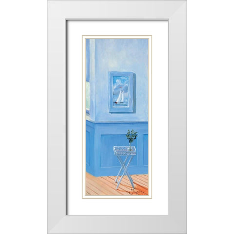 Bathroom in blue III White Modern Wood Framed Art Print with Double Matting by Jasper