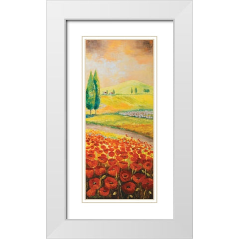 Poppyfield III White Modern Wood Framed Art Print with Double Matting by Lotus, Lenna