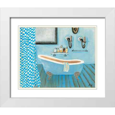 Bath time IV White Modern Wood Framed Art Print with Double Matting by Hedy