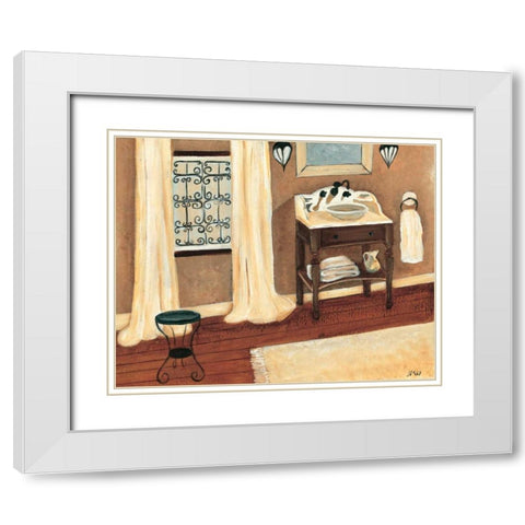Calm bath II White Modern Wood Framed Art Print with Double Matting by Hedy