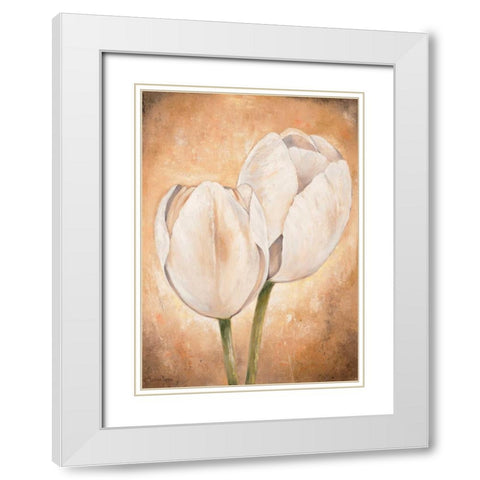 Tulip on beige II White Modern Wood Framed Art Print with Double Matting by Lotus, Lenna