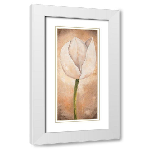 Tulip on beige III White Modern Wood Framed Art Print with Double Matting by Lotus, Lenna