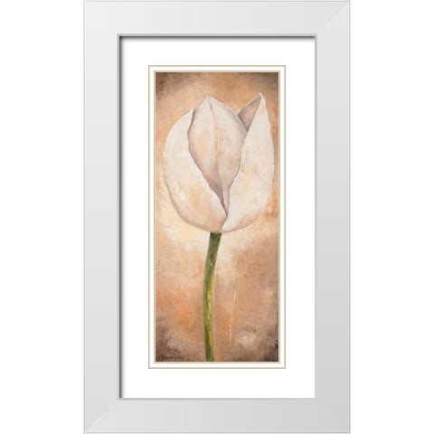 Tulip on beige III White Modern Wood Framed Art Print with Double Matting by Lotus, Lenna