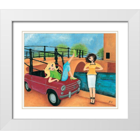 Scooter fun IV White Modern Wood Framed Art Print with Double Matting by Hedy
