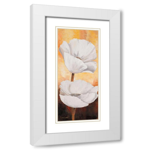 White flowers I White Modern Wood Framed Art Print with Double Matting by Lotus, Lenna