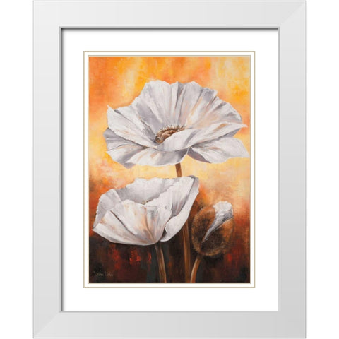 White flowers II White Modern Wood Framed Art Print with Double Matting by Lotus, Lenna