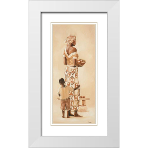African family I White Modern Wood Framed Art Print with Double Matting by Renee