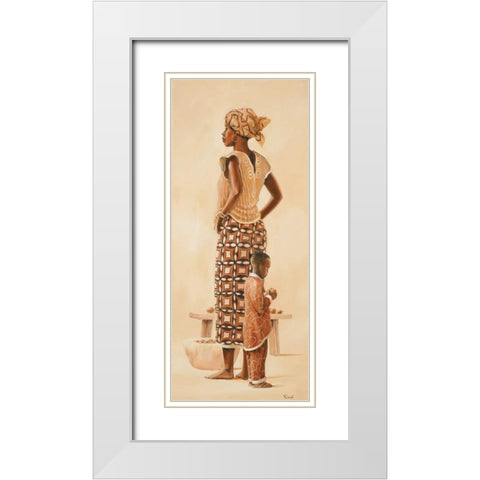 African family III White Modern Wood Framed Art Print with Double Matting by Renee