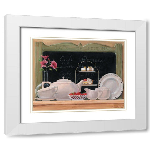 Cafe de Toulouse White Modern Wood Framed Art Print with Double Matting by Butler, Peter