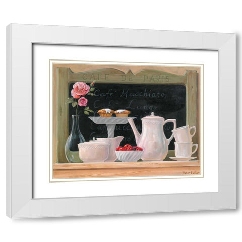 Cafe de Paris White Modern Wood Framed Art Print with Double Matting by Butler, Peter