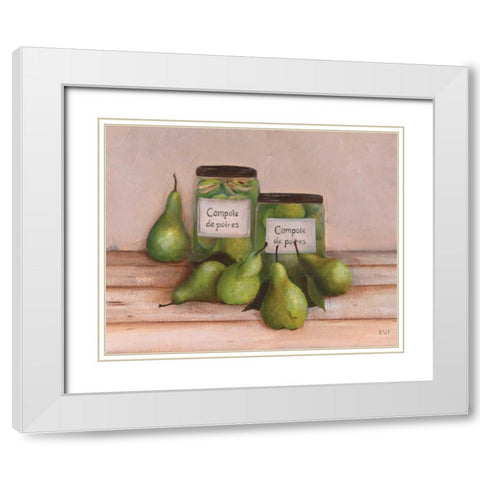 Pears White Modern Wood Framed Art Print with Double Matting by Hedy