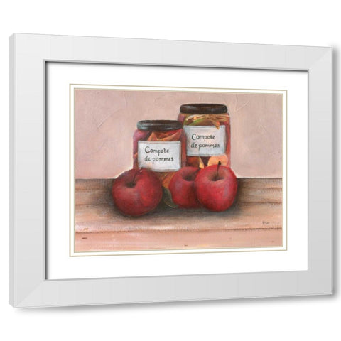 Apples White Modern Wood Framed Art Print with Double Matting by Hedy