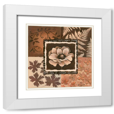 Flower in square I White Modern Wood Framed Art Print with Double Matting by Hedy