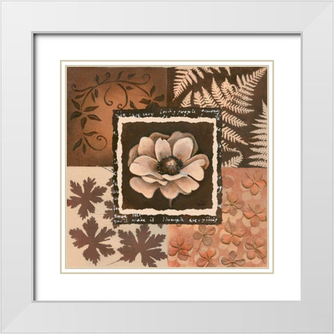 Flower in square I White Modern Wood Framed Art Print with Double Matting by Hedy