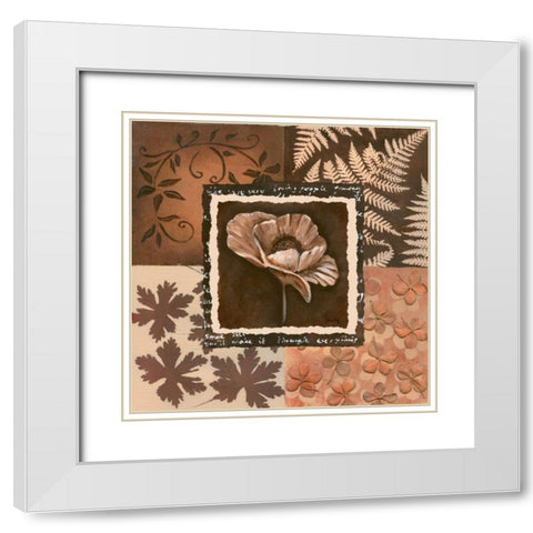 Flower in square II White Modern Wood Framed Art Print with Double Matting by Hedy