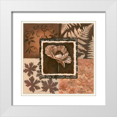 Flower in square II White Modern Wood Framed Art Print with Double Matting by Hedy