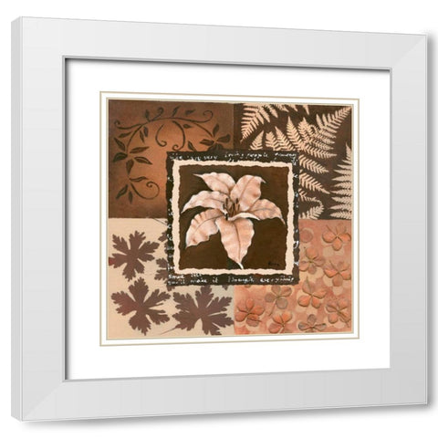 Flower in square III White Modern Wood Framed Art Print with Double Matting by Hedy