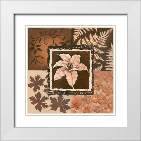 Flower in square III White Modern Wood Framed Art Print with Double Matting by Hedy