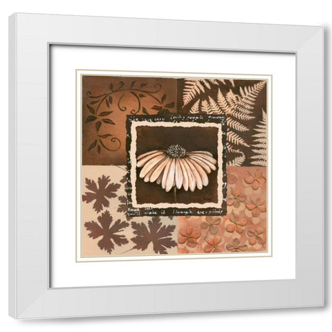 Flower in square IV White Modern Wood Framed Art Print with Double Matting by Hedy