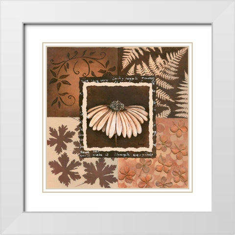 Flower in square IV White Modern Wood Framed Art Print with Double Matting by Hedy