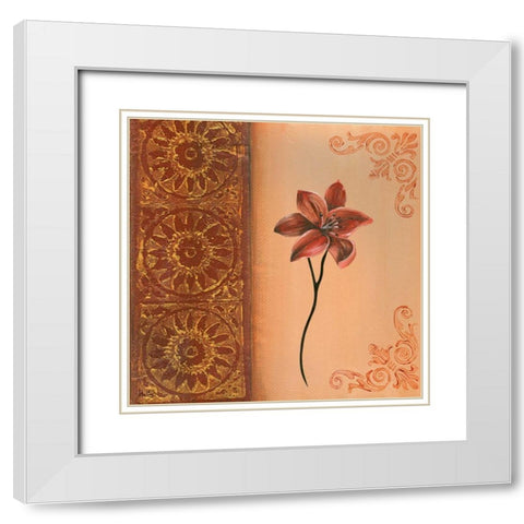 Flower with border III White Modern Wood Framed Art Print with Double Matting by Hedy