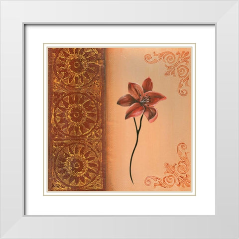 Flower with border III White Modern Wood Framed Art Print with Double Matting by Hedy